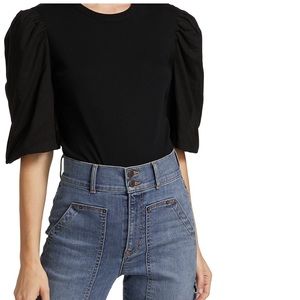 Veronica Beard
Retta Puff-Sleeve Cotton Tee Black Size Medium